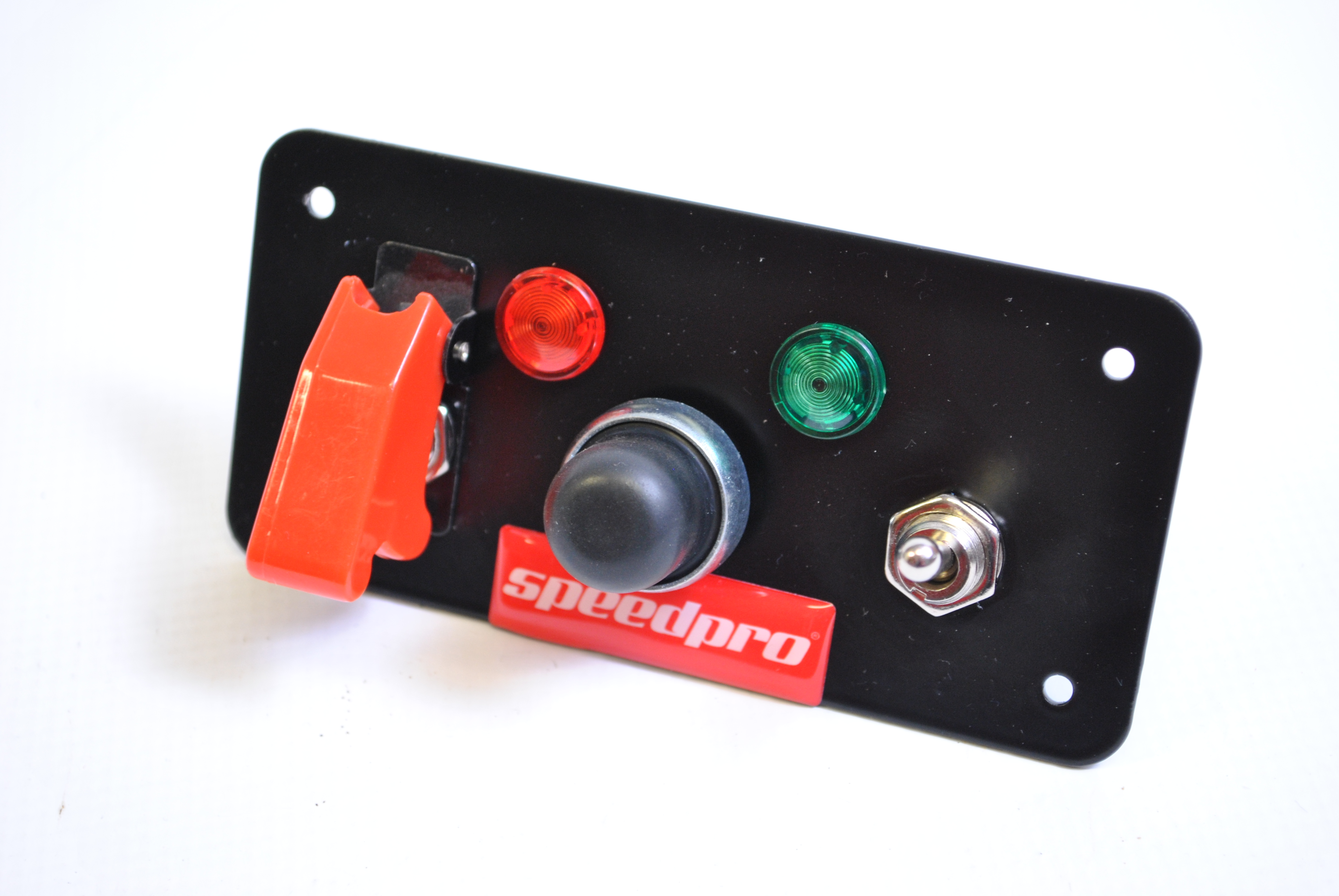 ALU startovací panel 2x spínač, 1x startovací tlačítko, 2x kontrolka – 135×65 mm - 2